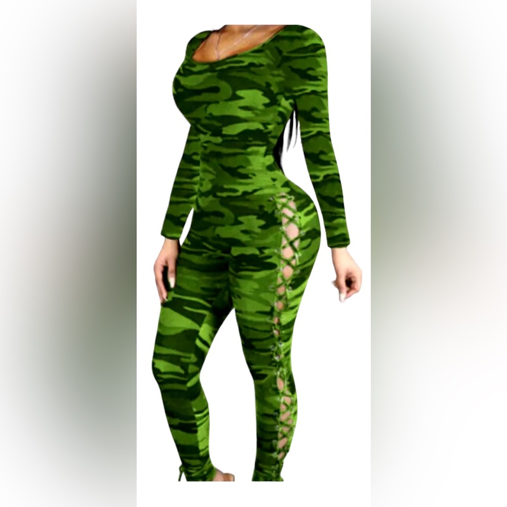 Green Camouflage Jumpsuit